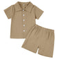 U·nikaka Baby Boys 2 Piece Summer Outfits Casual Toddler Short Sets Little Boys Button Down Shirts Tops and Shorts 2-6Y