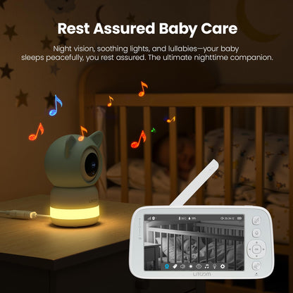 litokam 4MP Baby Monitor with 2 Cameras and Audio, 5-inch 1080P Split-Screen, No WiFi & 5G/2.4G WiFi, Remote Pan-Tilt-Zoom, Night Vision, VOX, Temperature Sensor, 2-Way Talk, 7 Lullabies, 1000ft Range