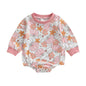 Easter Newborn Baby Girl Clothes Fuzzy Bunny Embroidery Romper Sweatshirt Bubble Jumpsuit Toddler Baby Girl Outfit