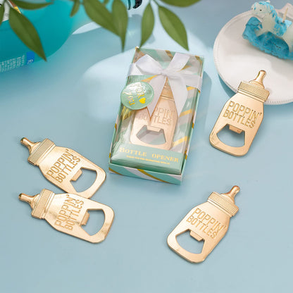 24 Pieces Baby Bottle Openers Shower Favoris, Gifts, Decorations, or Souvenir Guest Gift Boxes, Poppin Design for Baby Boys or Girls (24 Pack Green)