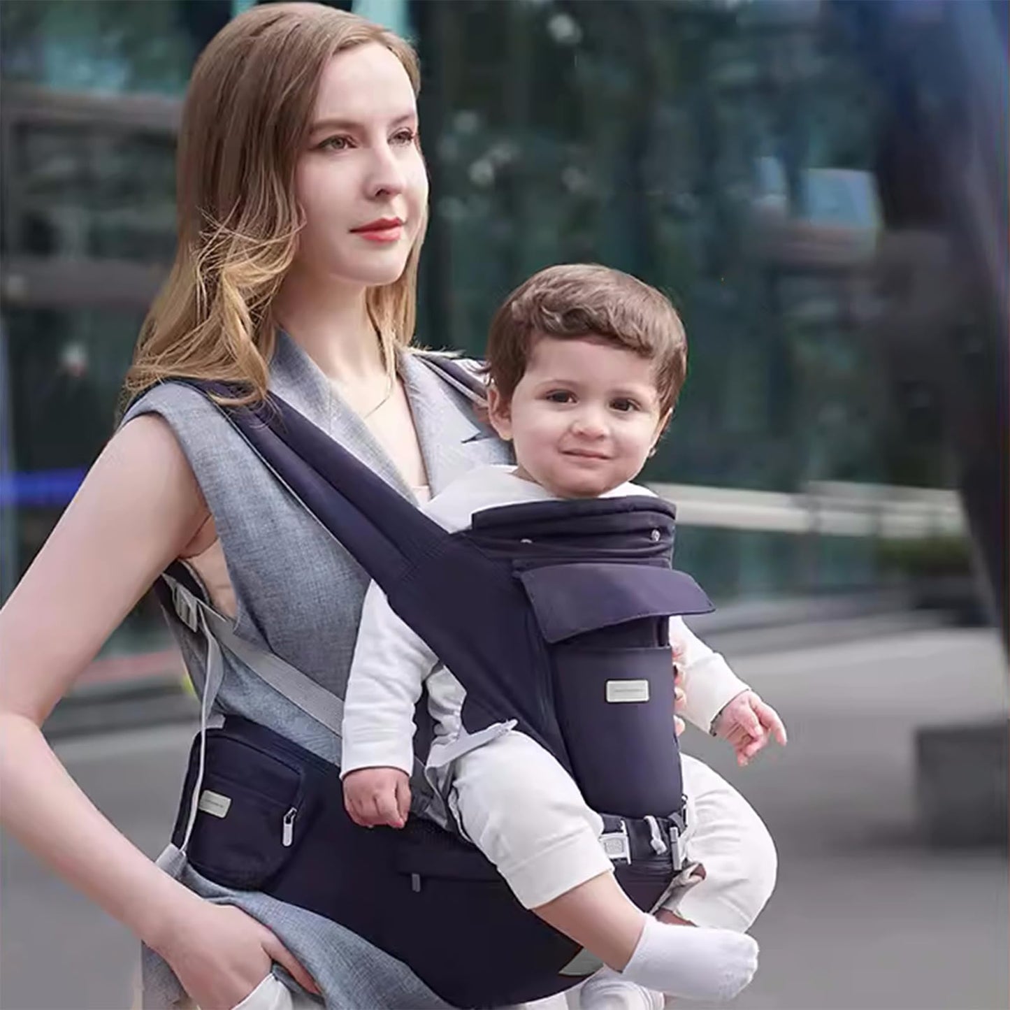Baby Carrier, Ergonomic 6-in-1 Baby Carrier with Hip Seat for Newborn Infant Toddler, Adjustable Detachable Baby Holder Carrier for Dad Mom