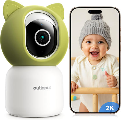 2K 4MP UHD Smart WiFi Baby Monitor PTZ Indoor Camera for Home Security, Pet Camera w/Motion Detect Auto Tracking, Real-Time Alerts, 2-Way Audio, Night Vision w/Light, Cloud & Micro SD Card Storage