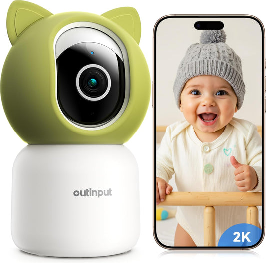 2K 4MP UHD Smart WiFi Baby Monitor PTZ Indoor Camera for Home Security, Pet Camera w/Motion Detect Auto Tracking, Real-Time Alerts, 2-Way Audio, Night Vision w/Light, Cloud & Micro SD Card Storage