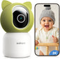 2K 4MP UHD Smart WiFi Baby Monitor PTZ Indoor Camera for Home Security, Pet Camera w/Motion Detect Auto Tracking, Real-Time Alerts, 2-Way Audio, Night Vision w/Light, Cloud & Micro SD Card Storage