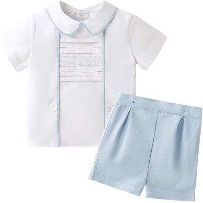 Booulfi Baby Boy Toddler Summer Clothes Wedding Birthday Outfits Suit for Boys T-Shirt and Shorts Set