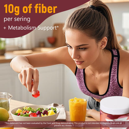 Migcopat Gomitas de fibra con probióticos, 0.35 onzas de fibra por porción, sin azúcar añadido, con mezcla de probióticos de 10 mil millones de UFC, vinagre de sidra de manzana, vitamina C, inulina,