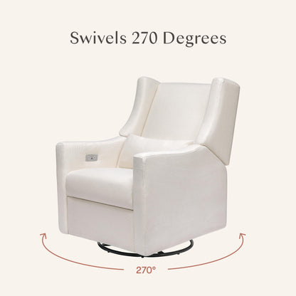 Babyletto Kiwi Electric Power Glider Recliner Nursery Chair w/ USB Ports - Water & Stain Resistant Glider Rocking Chair for Nursery - GREENGUARD Gold Certified Swivel Rocker Recliner Chair - Cream