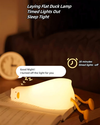 DuDu Duck Night Light, Cute Duck Lamp, Squishy Silicone Nightlight for Bedrooms with 30 Minutes Timer, Rechargeable Bedside Lamp with Touch Control for Bedrooms, Living Room