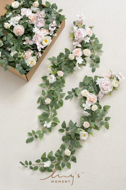 Ling's Moment 10pcs Wedding Chair Decorations Aisle Floral Swag Artificial Pew Flowers Hanging Garland Pink Blush & Cream For Ceremony Reception Church Rose Floral Faux Arrangement Party Outdoor Decor