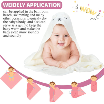 Eccliy 4 Pack Baby Bath Towel Cute Animal Face Coral Fleece Baby Bath Towels Poncho Cape for Boy and Girl (Kitten, Puppy, Bear, Elephant)
