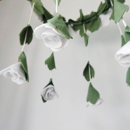 Baby Crib Mobile (Felt Rose) - Baby Shower Gift Nursery Decorations - Handmade Floral Decor for Girls