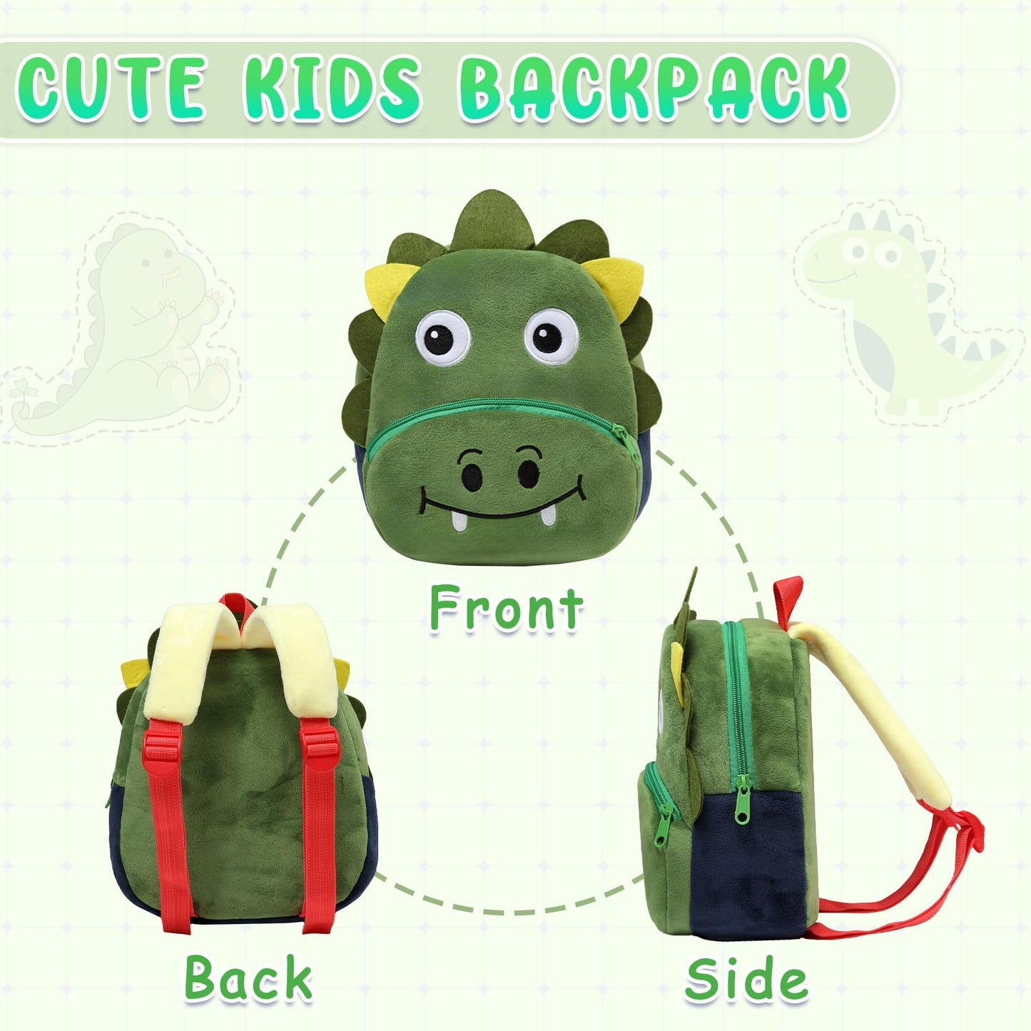 Kasqo Toddler Backpack for Boys and Girls, Kids Backpack Small Cute Animal Soft Plush Mini Backpack for 1-6 Years