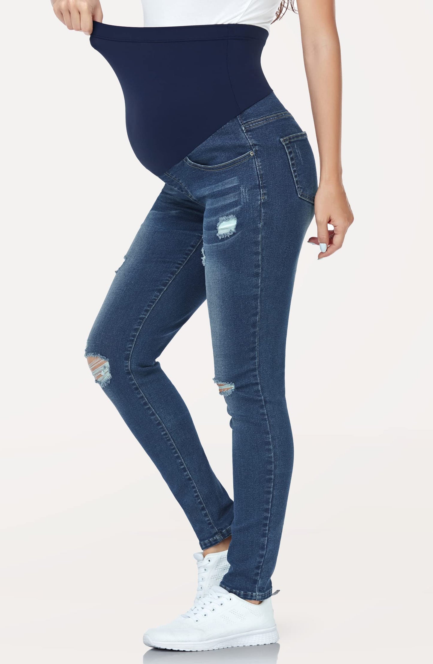 PACBREEZE Women's Maternity Jeans Over Belly Skinny Stretchy Denim Pants Comfy Slim Pregnancy Pants