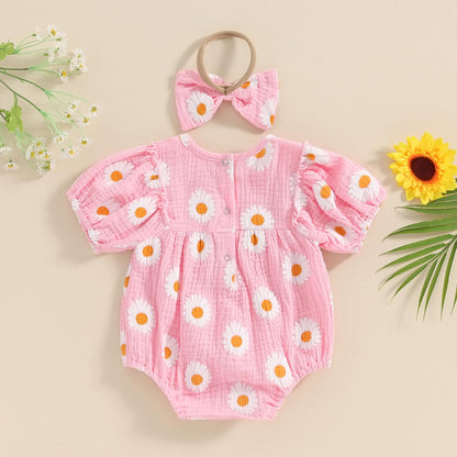 FIOMVA Summer Chicken Baby Clothes Newborn Baby Girl Farm Outfit Toddler Short Sleeve Bubble Romper Infant Bodysuit