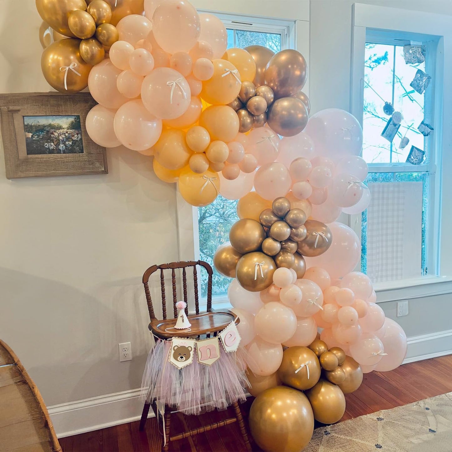 Neutral Balloons Arch Kit, Pink Beige Boho Balloons Garland with Double Stuffed Sand White Balloon for Baby Shower Birthday Wedding Bridal Shower Party Decorations