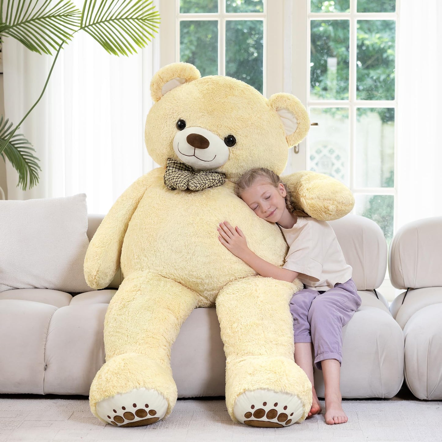 6ft Giant Teddy Bear Stuffed Animal, 72" Life Size Pink Teddy Bear Plush Toy, Cuddly Stuffed Bear Gift for Girlfriend, Wife, Kids at Birthday Valentine's Day, Christmas, Baby Shower Decor