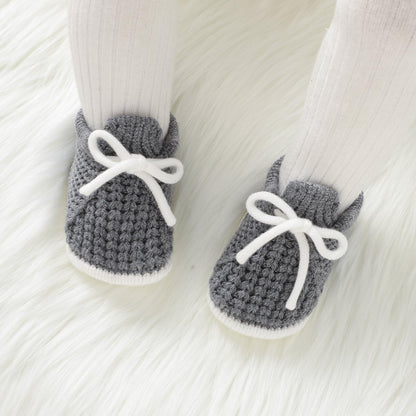 LAWKUL Baby Booties Knit Newborn Shoes Cozy First Walkers Infant Toddler Boots for Boy Girls 0-3 Months