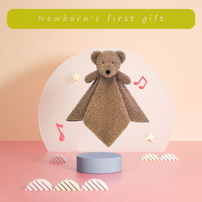 Baby Brown Teddy Bear Soft Stuffed Animal Security Blanket, Plush Bear Character Lovey Blanket, Baby Shower/Nursery Gift, Newborn Infant Toddler Snuggle Blankie for Boys Girls, 14 Inches