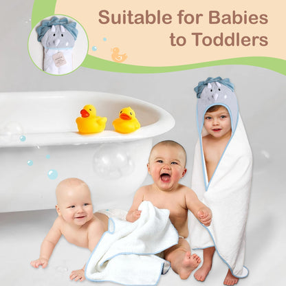 Mother's Choice Baby Hooded Towel - Large 33x33 Inch, 100% Cotton, Ultra-Soft & Absorbent Bath Towel for Newborns, Infants, Boys & Girls (Butterfly)
