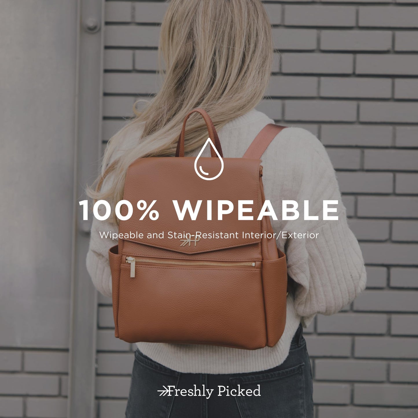 Freshly Picked Mini Classic Diaper Bag Backpack, Vegan Leather Baby Diaper Bag, Backpack Diaper Bag for Women (Aspen)