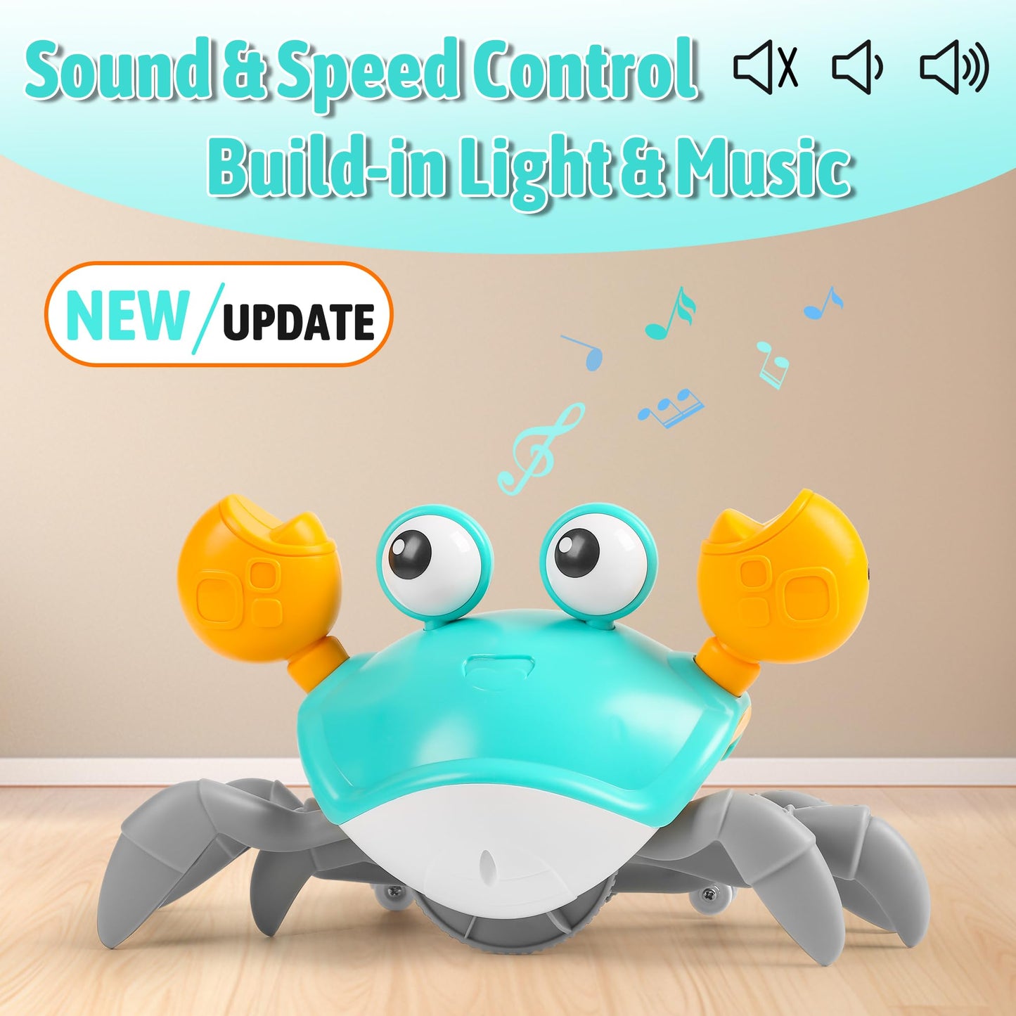 Crawling Crab Baby Toy Infant: Tummy Time Toys for Babies 3 6 9 12 18 24 36 Months, Walking Dancing Sensing Crab for Toddler 1 2 3 4 Year Old, 1st Music Birthday Gifts for Boys Girls