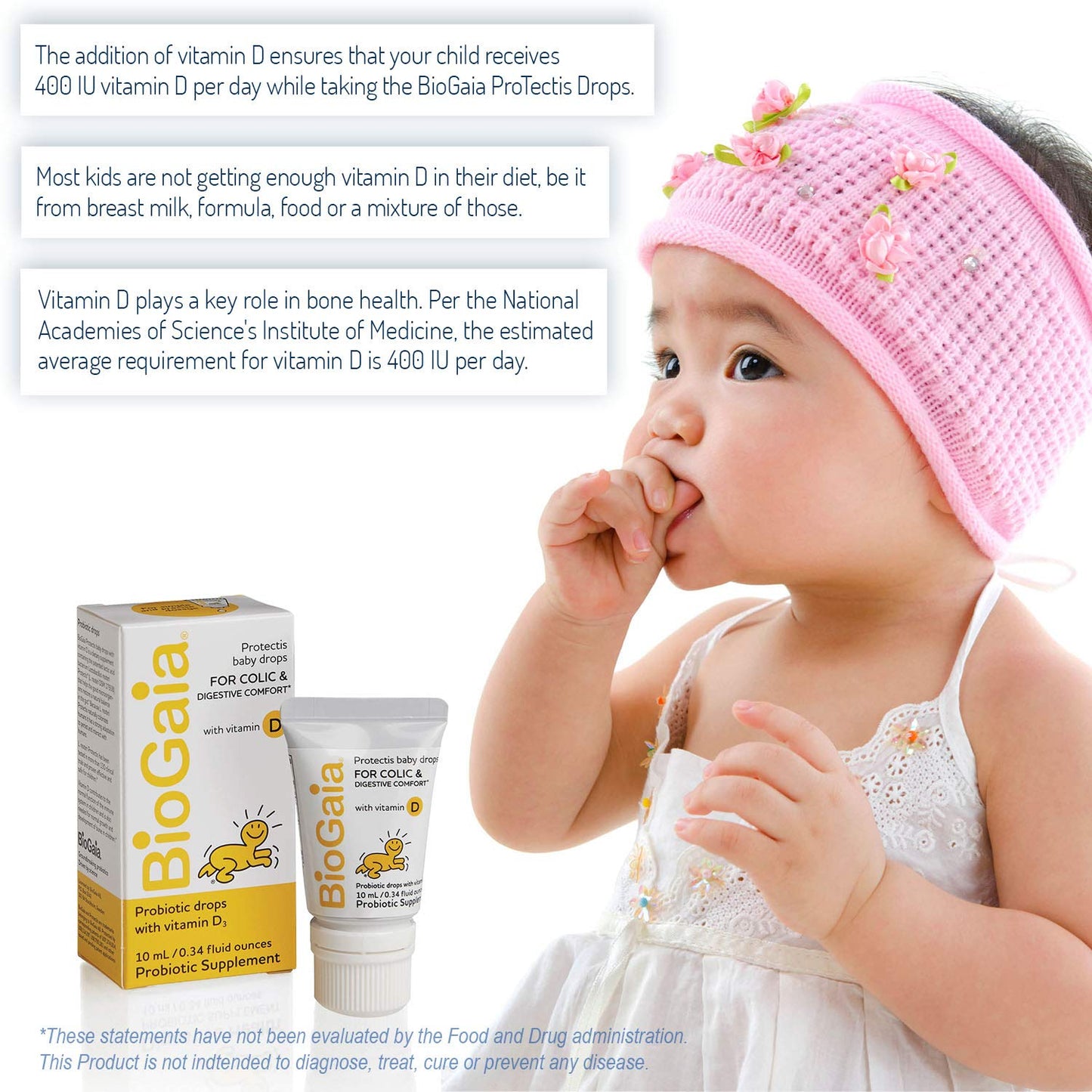 BioGaia Protectis Baby Probiotic Drops | Colic & Gas Relief + Vitamin D | Safe for Newborns | Ease Crying, Fussing, Colic, Gas, Spit-ups & Constipation | No Dairy, Soy & Gluten | 50 Day Supply | 10mL