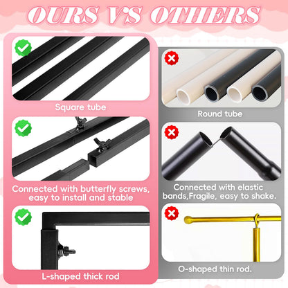 Over The Table Rod Stand with Clamps,Black 33"-100" Adjustable Table Top Frame Backdrop Stand Table Balloon Stand for Wedding Halloween Birthday Party Birthday Christmas Baby Shower Decor