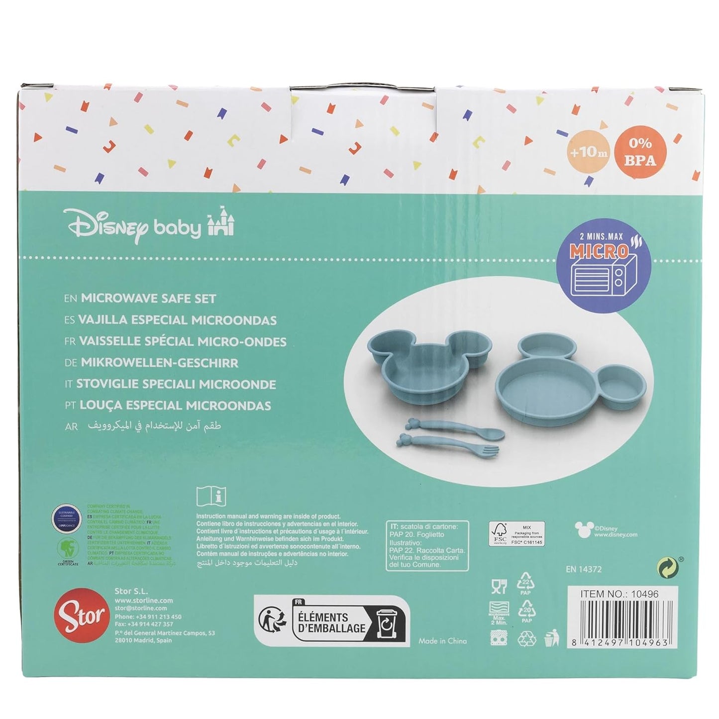 Toddler 4-Piece Polypropylene Cookware Set (Plates, Bowl and Cutlery), in Mickey Mouse Box