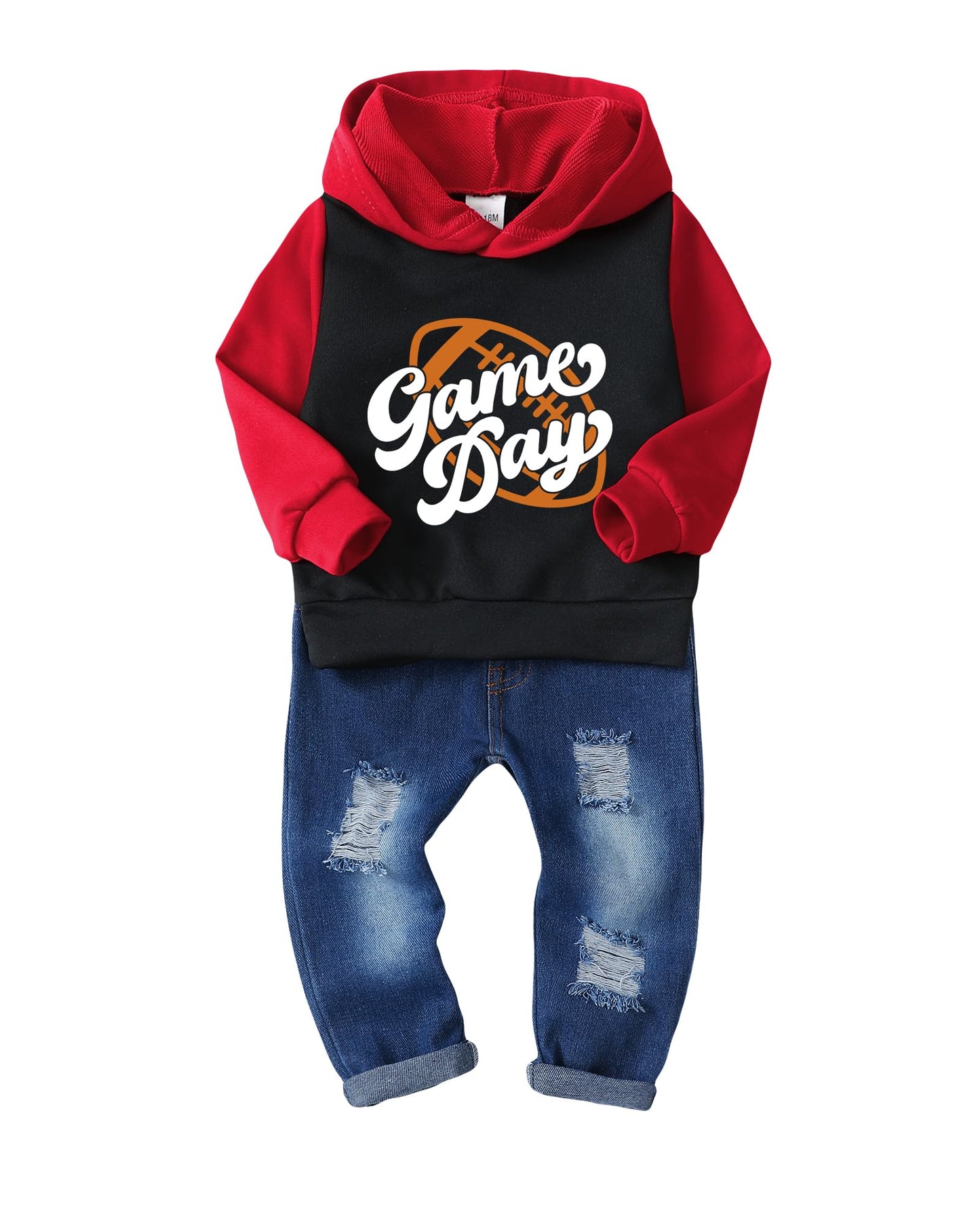 NZRVAWS Baby Boy Clothes Toddler Boy Outfit 2 3 4T 6 12 18 24 Month Fall Winter Hoodie Ripped Jeans Clothing