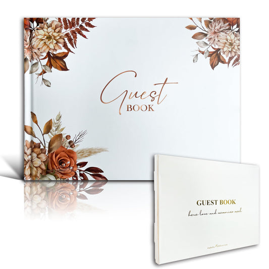 Mr&MrsGifts Elegant Wedding Guest Book Wedding Reception Hard Cover Guest Sign in Book for Bridal and Baby Shower(Garland)
