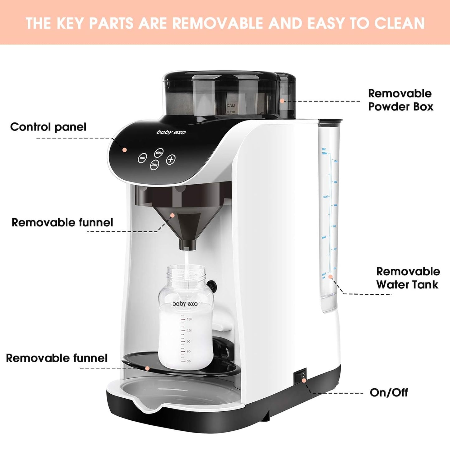 Formula Milk Dispenser, Automatic Electric Formula Mixer Warmer, Milking Machine for Baby - Easily Make Bottle with Automatic Powder Blending