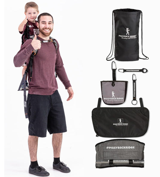Piggyback SCOUT Toddler Carrier Backpack Deluxe - 6 Piece Set: Hip Belt, Carry Bag, Side Pocket, Mud Flap, Water Bottle & Selfie Stick Holders - For Ages 2-4 (Under 50 lbs) - Hiking & Travel
