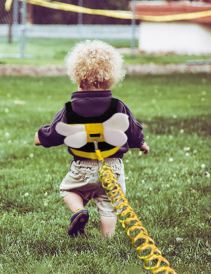 Toddler Harness with Anti Lost Wrist Link - 3-in-1 Baby Safety Leash Backpack, Adjustable Kids Walking Belt with Pocket,Child Locking Wristband for Boys & Girls for Outdoor Travel, Yellow Bee
