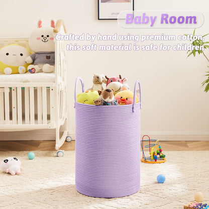 Laundry Basket,Woven Cotton Rope Laundry Hamper,60L for Decor Storage of Dirty Clothes,Toys and Blankets in Bathroom,Baby Room and Living Room
