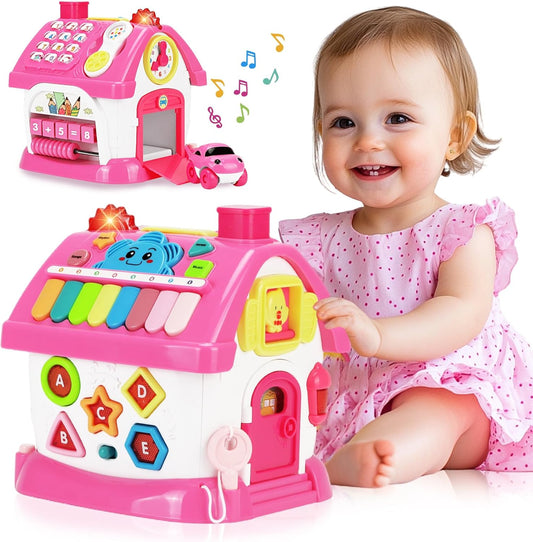 Toys for 1+ Year Old Girl Gifts: Montessori Musical Toddler Toys Age 1-2 - 8-in-1 Multi-Functional House Educational Baby Toys 6-12 12-18 Months - First Birthday Gift for 1 2 Year Old Girls Boys Kids