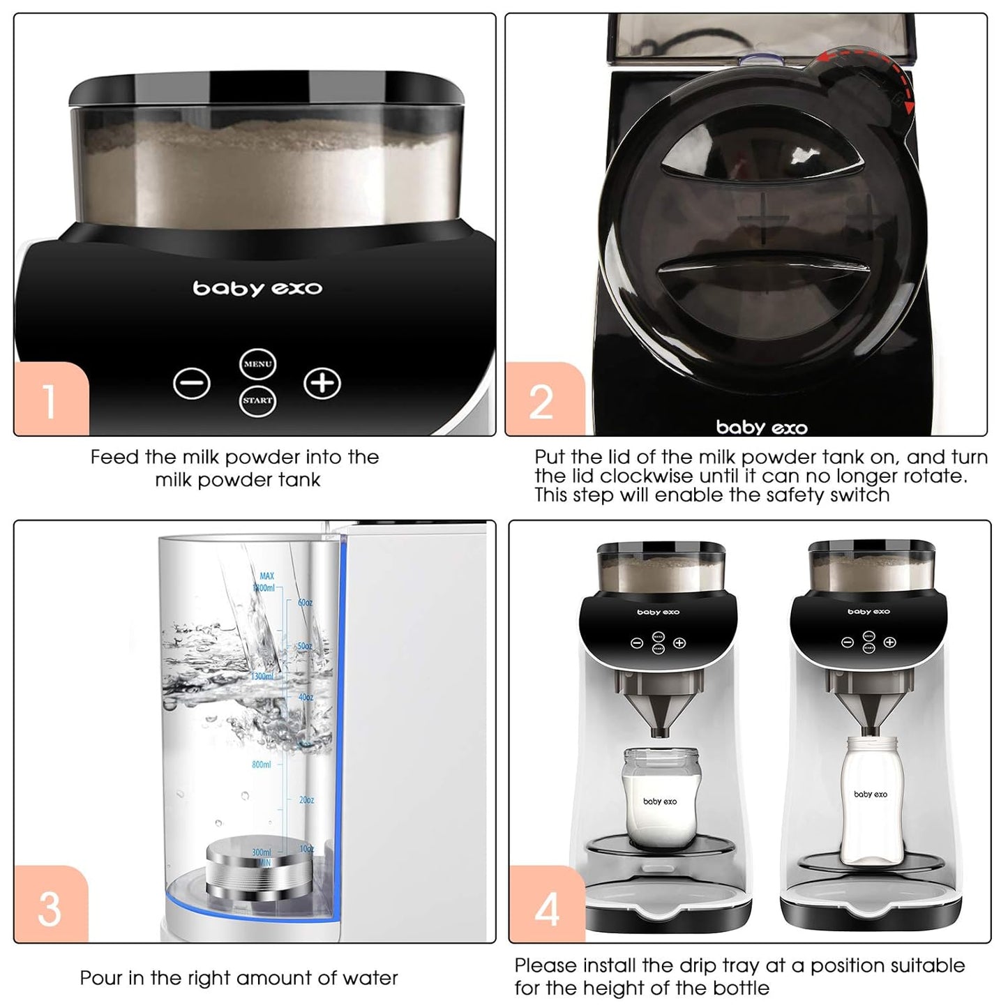 Formula Milk Dispenser, Automatic Electric Formula Mixer Warmer, Milking Machine for Baby - Easily Make Bottle with Automatic Powder Blending