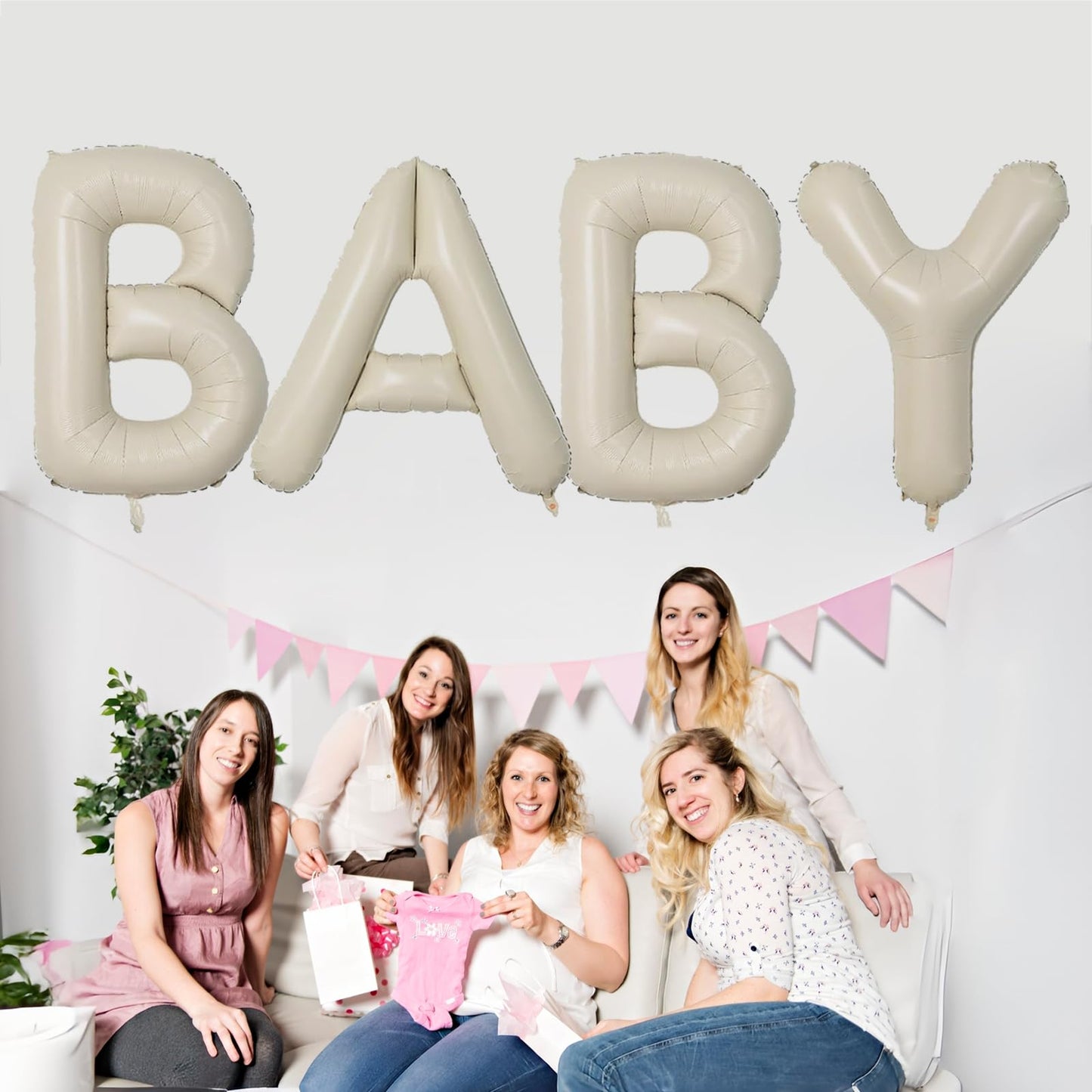 40 Inch Oh Baby Balloon, Shower Decorations, Large Sign for Backdrop, Shiny Banner for Gender Reveal Party Supplies (Gold)
