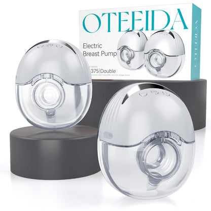 Hands Free Breast Pump Wearable MY-375 - Strong Suction, Low Noise, Wearable Breastfeeding Pump with 4 Mode &12 Levels, Portable Electric Breast Pump 24mm - 17/19/21/Insert/Flange, 2 Pack (White)