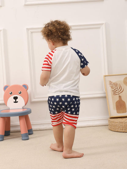 SUREPOCH Baby Boy Clothes Set Summer Toddler Short-Sleeve Shirt & Elastic Waist Shorts Set For Baby Boy Outfits