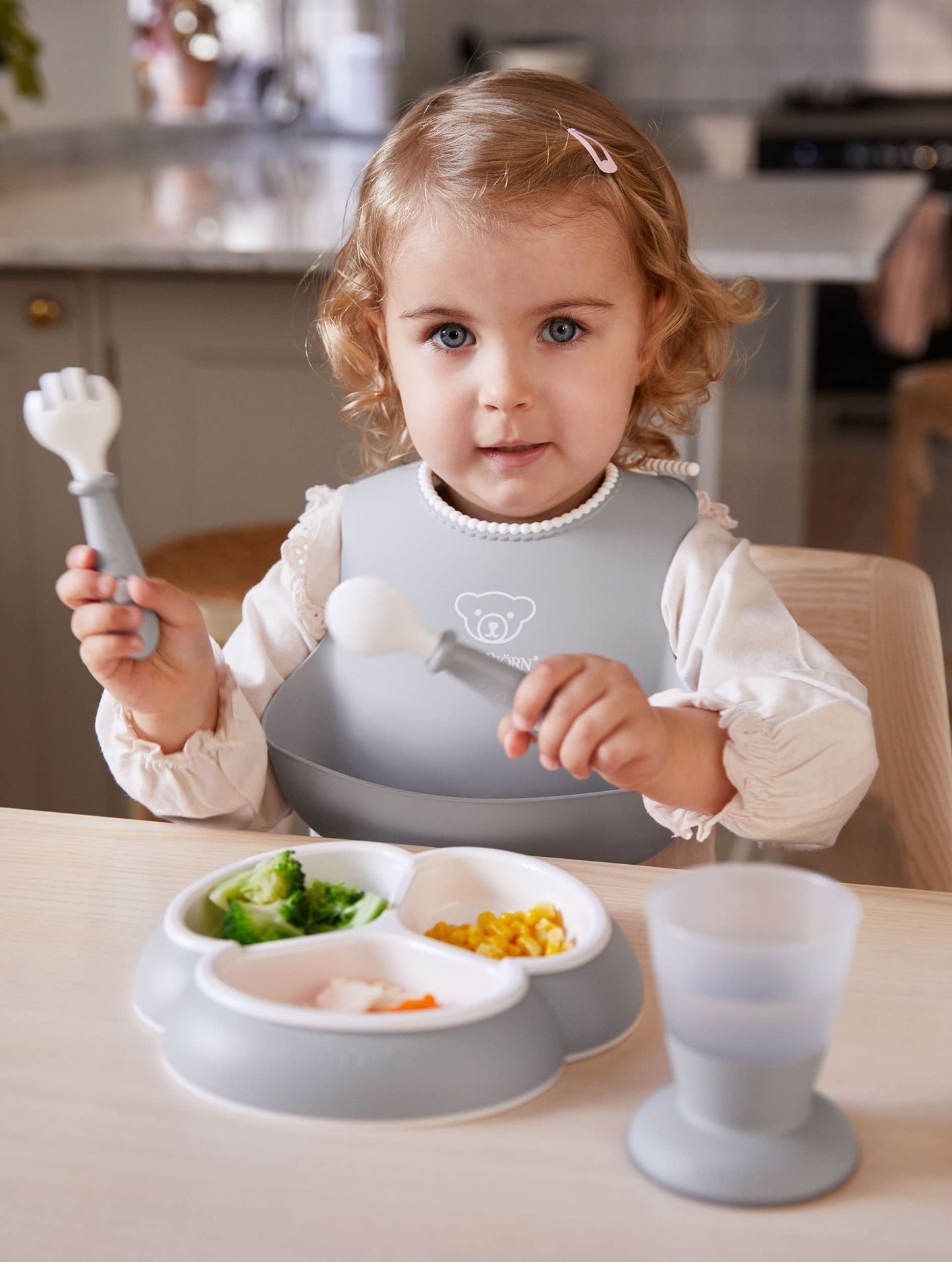 BabyBjörn Baby Spoon and Fork, 4 pcs, Powder Green