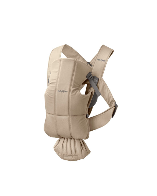 BabyBjörn Baby Carrier Mini, 3D Jersey, Light Beige | Newborn Carrier (7-25 lbs), Ergonomic, Easy-to-Use