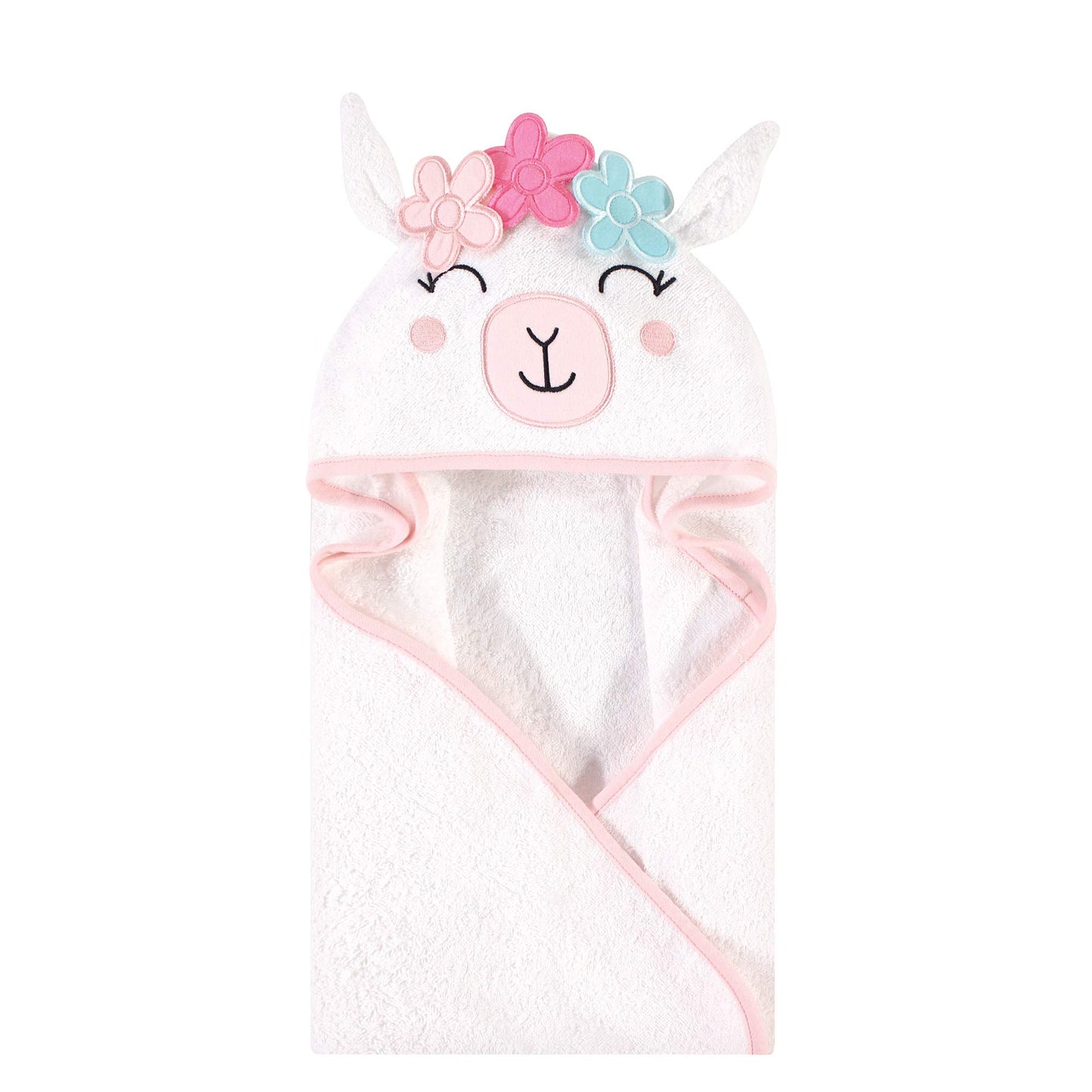 Hudson Baby Unisex Baby Cotton Animal Face Hooded Towel, Pretty Elephant, One Size