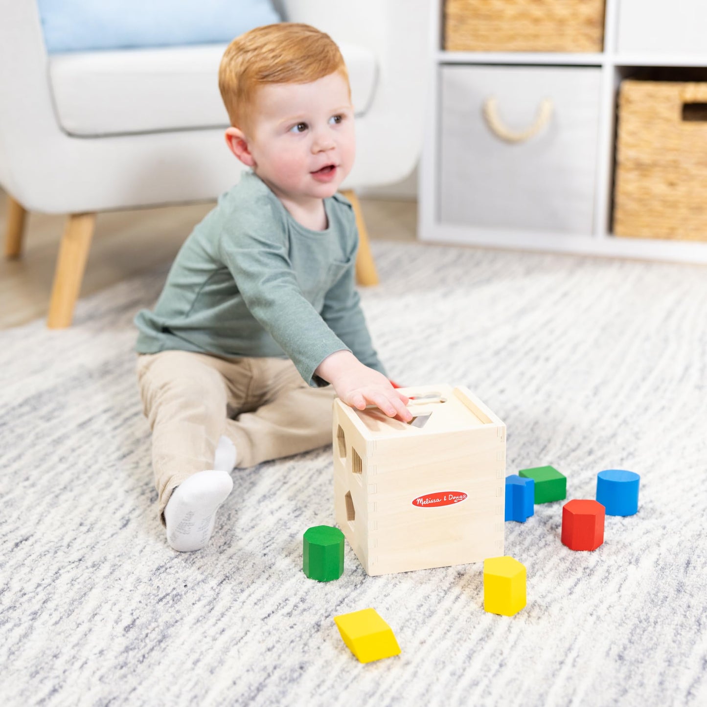 Melissa & Doug Shape Sorting Cube - Classic Wooden Toy With 12 Shapes Classic Kids Toys, Wooden Toddler Toys, Shape Sorter For Toddlers Ages 2+