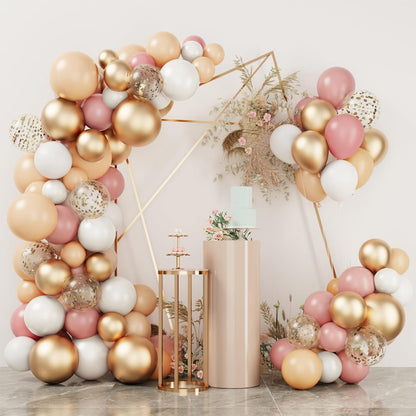 RUBFAC Blush Pink Balloon Garland Arch Kit, Dusty Pink Peach Rose Gold White Balloon Garland Kit for Party Birthday Girl Baby Shower Boho Party Decorations