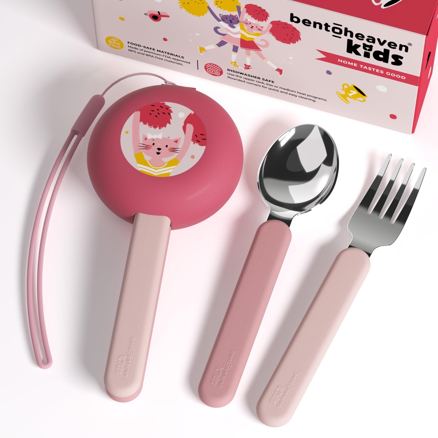 Bentoheaven Kids Travel Utensils with Case, Food-Grade Stainless Steel & BPA-Free Plastic, Travel Cutlery Set, Dishwasher Safe Fork, Spoon & Case, Reusable Flatware, Silverware for Kids (Horse)