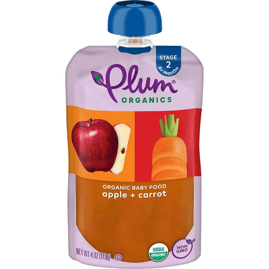 Plum Organics Stage 2 Organic Baby Food - Pear and Mango - 4 oz Pouch - Organic Fruit and Vegetable Baby Food Pouch