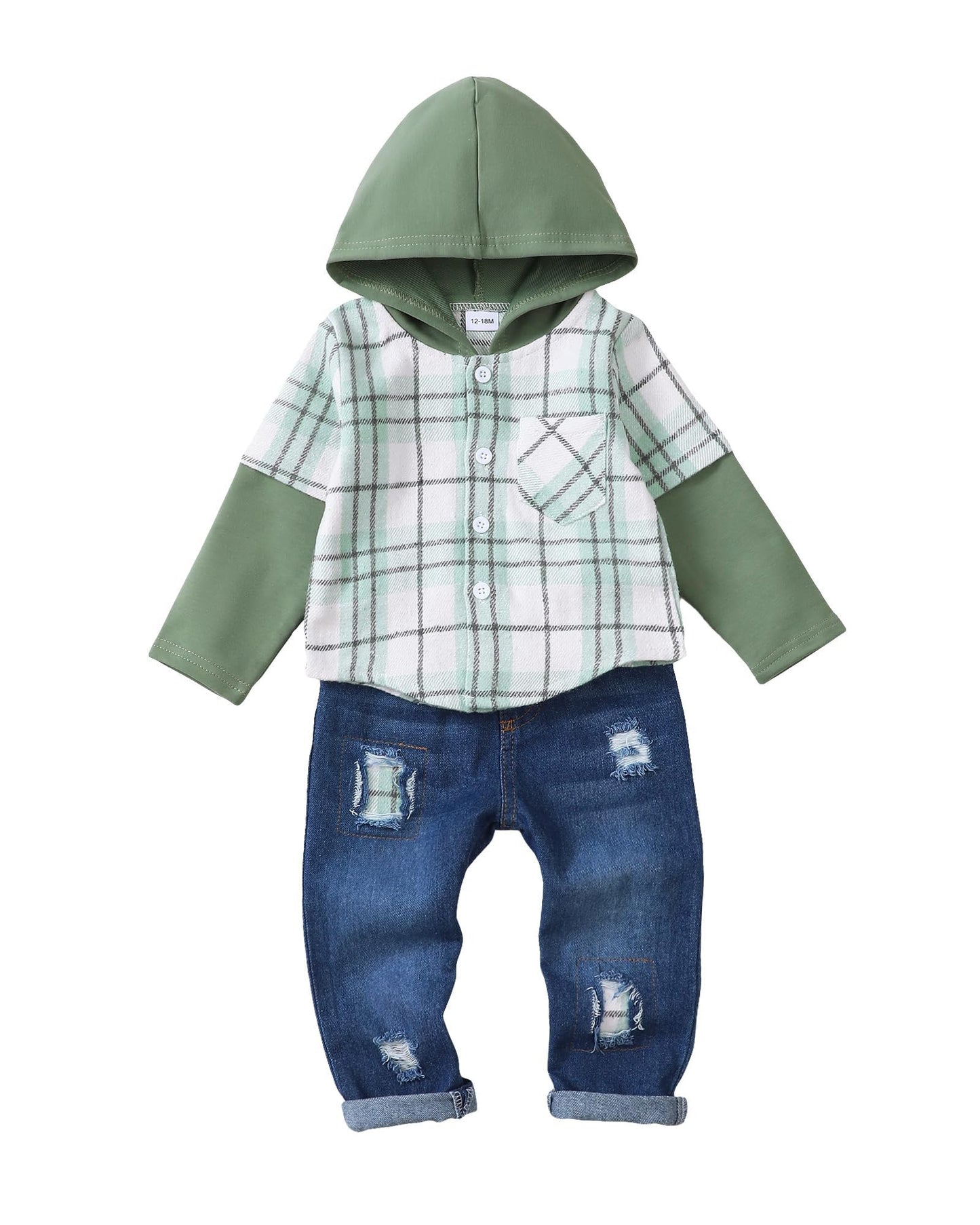 NZRVAWS Baby Boy Clothes Toddler Outfit Infant 6 12 18 24 Months2 3 4T Sweatsuit Ripped Jeans Fall Winter Clothing