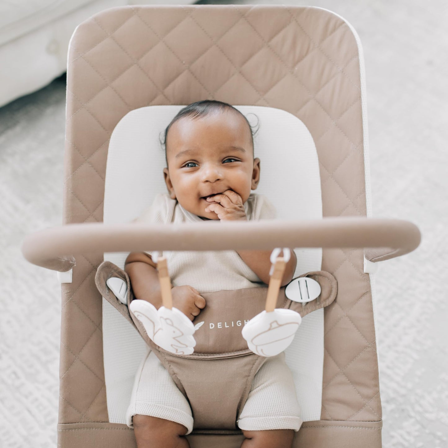 Baby Delight Alpine Deluxe Portable Bouncer, Infant, 0-6 Months, 100% GOTS Certified Cotton Fabrics, Organic Oat