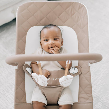Baby Delight Alpine Deluxe Portable Bouncer, Infant, 0-6 Months, 100% GOTS Certified Cotton Fabrics, Organic Oat