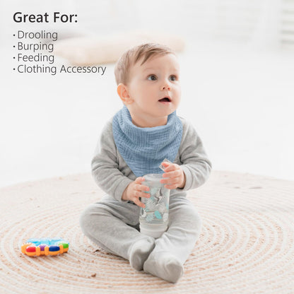 Bearmoss Muslin Baby Bibs 8 Pack Soft Bandana Bibs for Drooling & Teething, Absorbent Burp Cloths with Adjustable Snaps